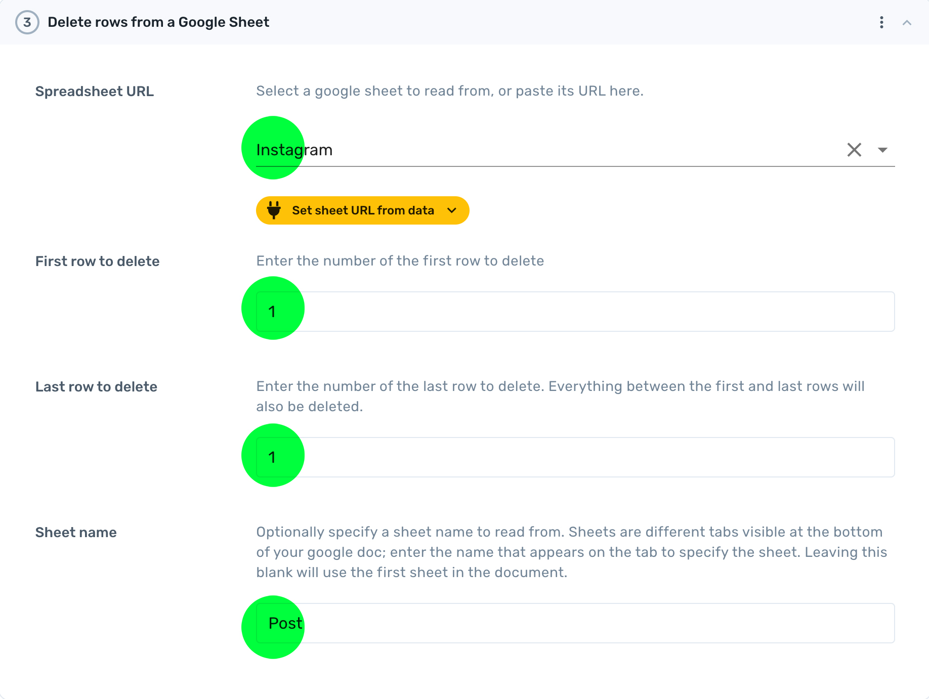 Delete rows of data from Google Sheets