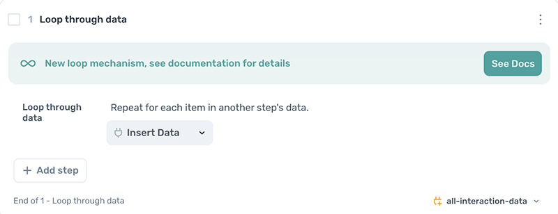 axiom.ai adding a  loop step