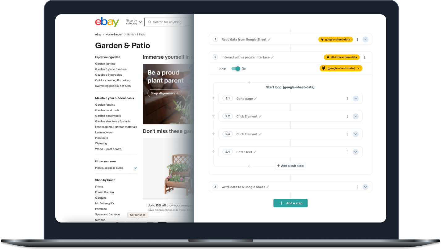 Axiom.ai automating web scraping on eBay