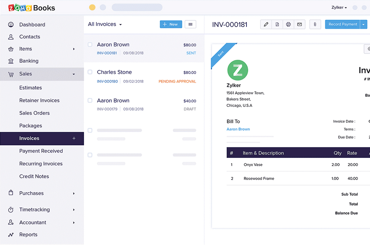 Zoho store being automated with axiom.ai no-code browser automation tool
