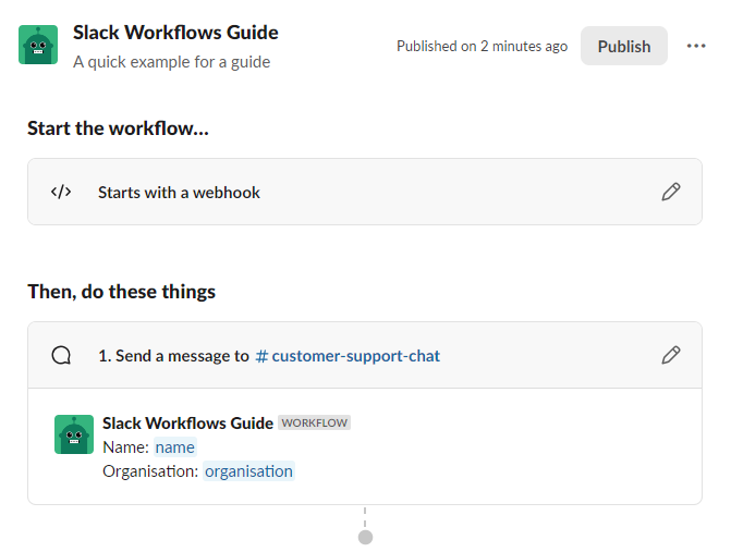 set up a slack workflow in slack