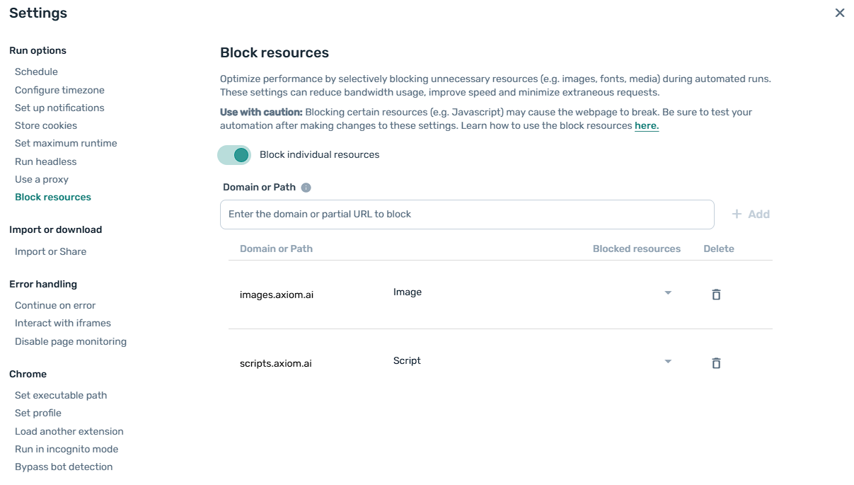 block resources axiom.ai
