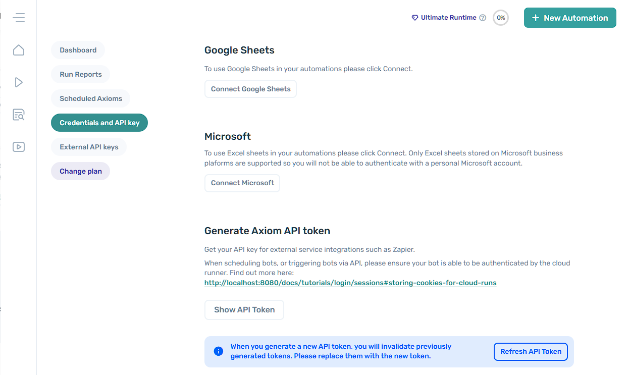 how to connect your Google Sheets account in axiom.ai
