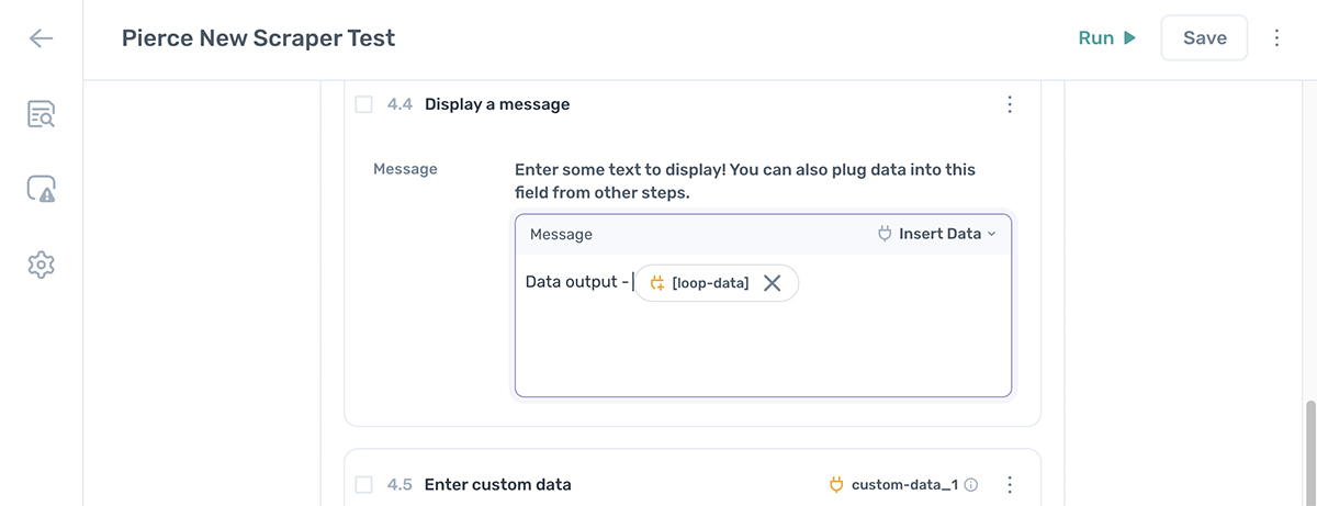 debugging - use the display message step to coutput data in axiom.ai