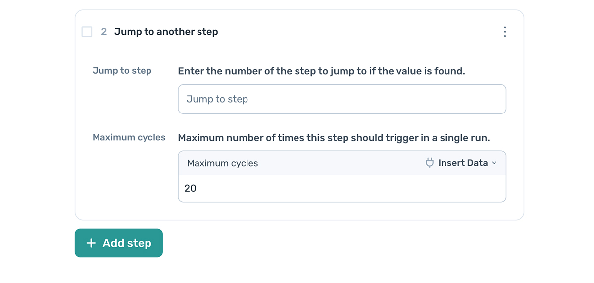 axiom.ai's jump step for looping