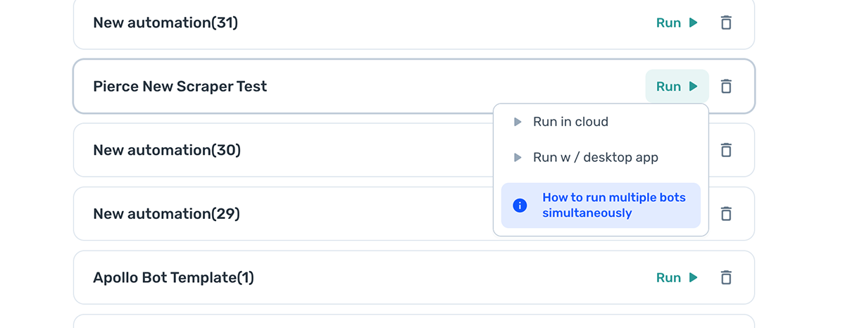 Run automation form the dashboard